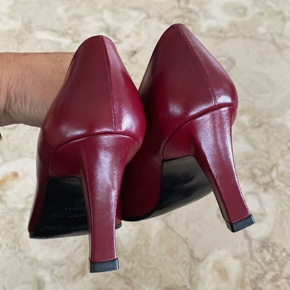 NWOT Etienne Aigner Leather Pumps Made in Spain Burgundy Red Vintage - Picture 12 of 14